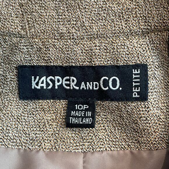 Jasper And Co. Stand Up Collar Tans Three Button Up Rolled Cuff Blazer 10 Petite - Picture 10 of 15